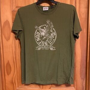 Men’s Ron Jon Surf Shop Short Sleeve T Shirt 
Army Green Size Large Lightly Worn